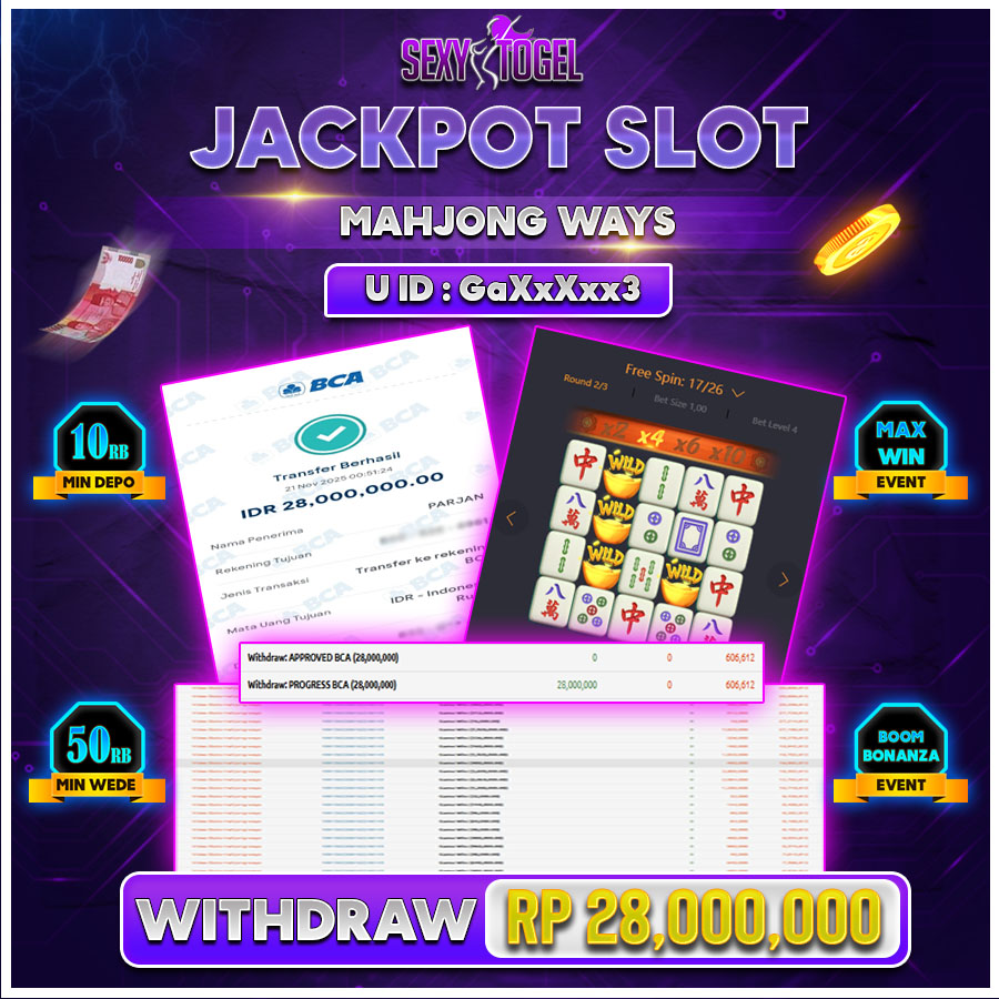 SEXYTOGEL JACKPOT SLOT MAHJONG WAYS  Rp.28.000.000.,- LUNAS
